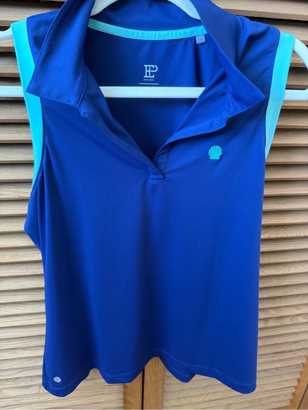 EP Pro Blue Sleeveless Polo with Aqua Trim